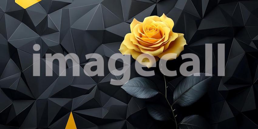 Yellow Rose on Black Crinkled Paper Elegant Minimalist Texture
