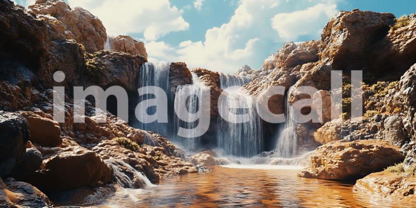 Stunning Waterfall Scene Serene Nature Photography for Backgroun