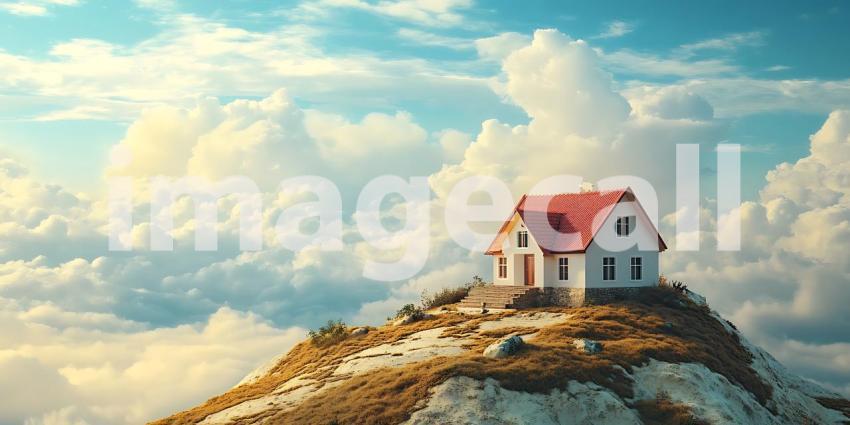 Dream House on a Cloud Mountain A Serene Landscape