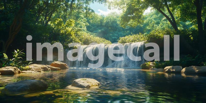 Serene Waterfall in Lush Rainforest A Captivating Nature Scene
