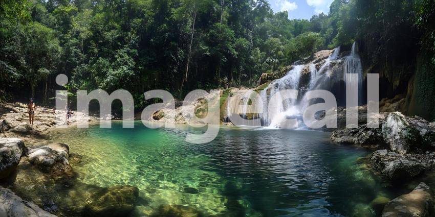Serene Waterfall Oasis Lush Green Paradise