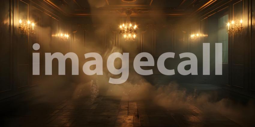 Grand Marble Hall: Luxurious Palace Ballroom with Sunlit Chandeliers and Ornate Decor