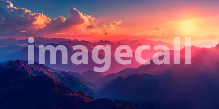 Breathtaking Sunset Over Serene Mountain Lake: A Glorious Display of Nature's Palette with Dramatic Clouds and Reflections