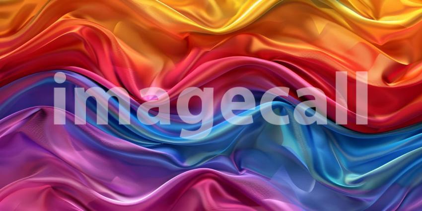 Vibrant Gradient Fabric: A Flowing Transition of Warm and Cool Hues with Soft, Smooth Texture and Gentle Waves