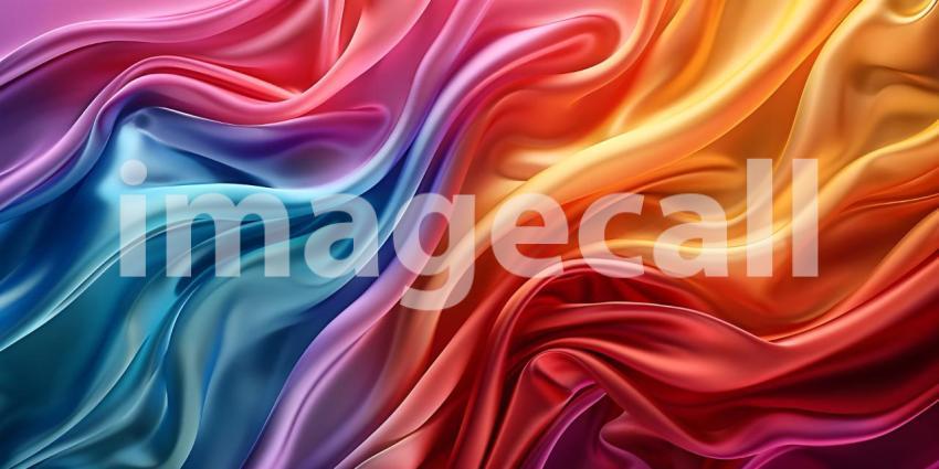 Vibrant Gradient Fabric: A Flowing Transition of Warm and Cool Hues with Soft, Smooth Texture and Gentle Waves