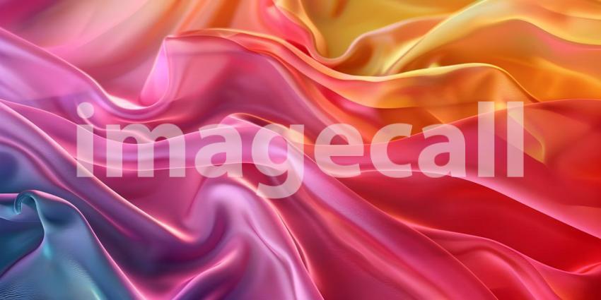 Vibrant Gradient Fabric: A Flowing Transition of Warm and Cool Hues with Soft, Smooth Texture and Gentle Waves