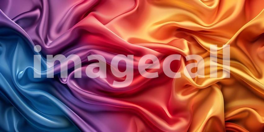 Vibrant Gradient Fabric: A Flowing Transition of Warm and Cool Hues with Soft, Smooth Texture and Gentle Waves