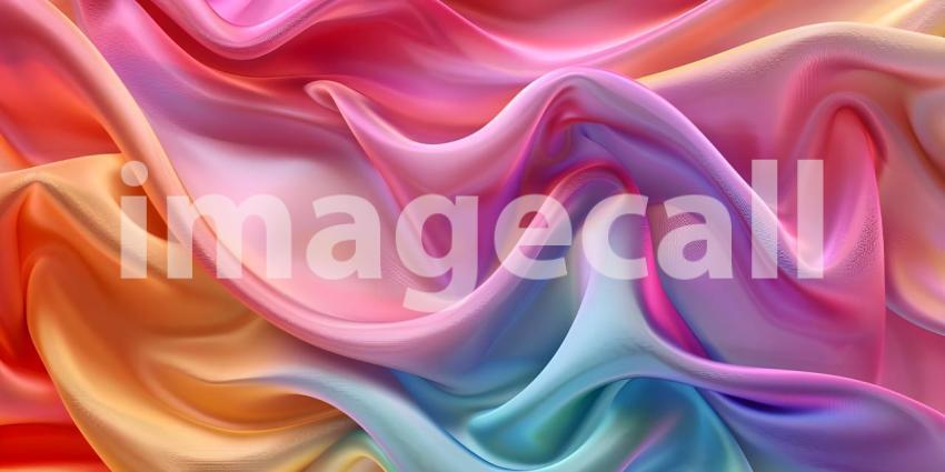 Vibrant Gradient Fabric: A Flowing Transition of Warm and Cool Hues with Soft, Smooth Texture and Gentle Waves