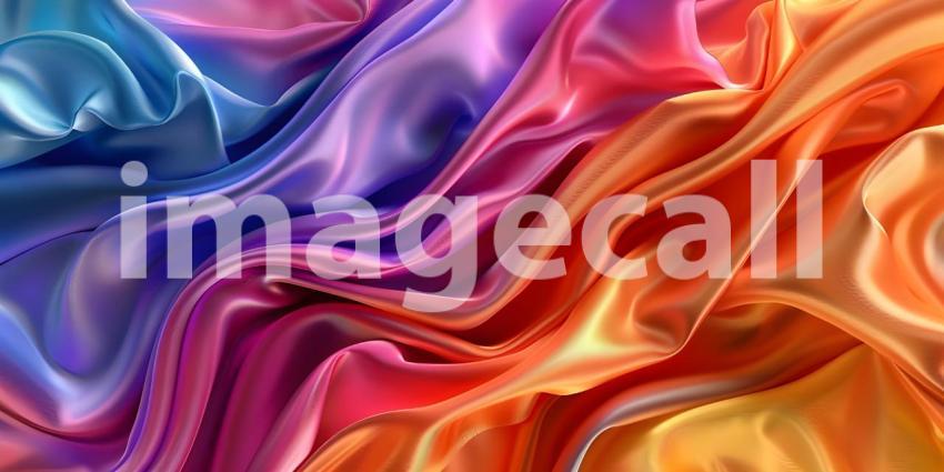 Vibrant Gradient Fabric: A Flowing Transition of Warm and Cool Hues with Soft, Smooth Texture and Gentle Waves