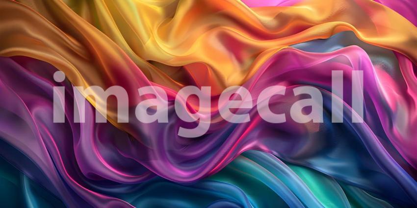 Vibrant Gradient Fabric: A Flowing Transition of Warm and Cool Hues with Soft, Smooth Texture and Gentle Waves