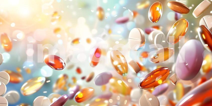 Assortment of Various Pills and Capsules: Diverse Shapes, Sizes, and Colors Depicting a Variety of Medications