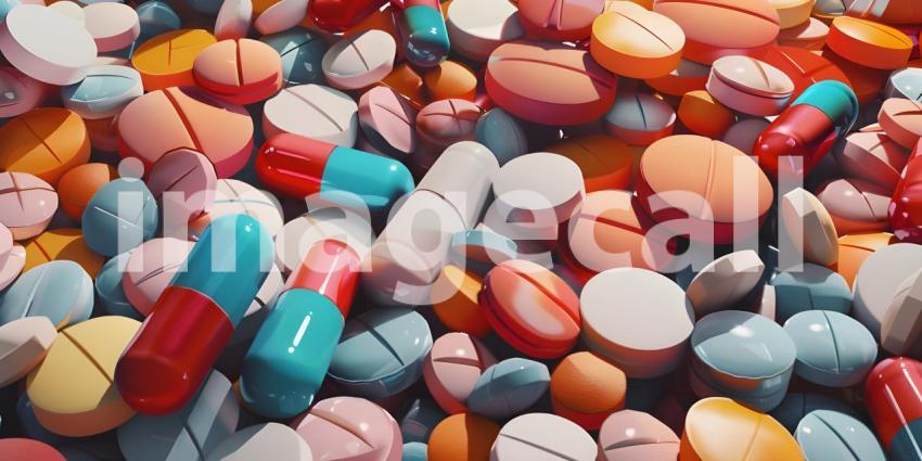 Assortment of Various Pills and Capsules: Diverse Shapes, Sizes, and Colors Depicting a Variety of Medications