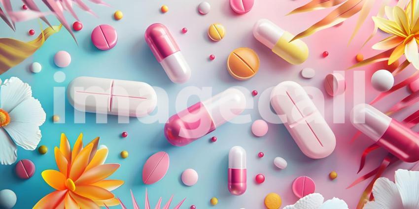 Assortment of Various Pills and Capsules: Diverse Shapes, Sizes, and Colors Depicting a Variety of Medications