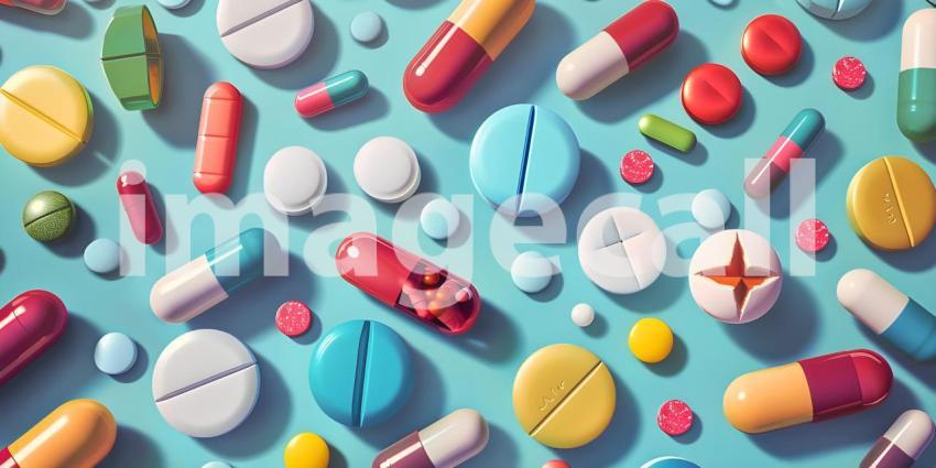 Assortment of Various Pills and Capsules: Diverse Shapes, Sizes, and Colors Depicting a Variety of Medications