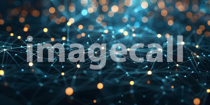 Flowing Digital Landscape: An Abstract Representation with Red and Blue Wave-like Structures Composed of Small, Glowing Dots and Lines