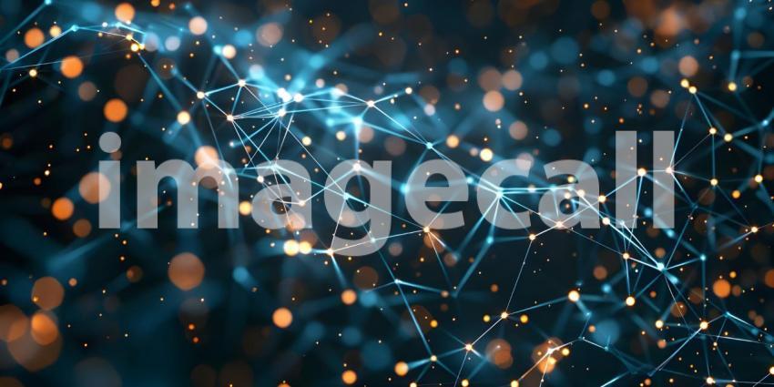 Flowing Digital Landscape: An Abstract Representation with Red and Blue Wave-like Structures Composed of Small, Glowing Dots and Lines