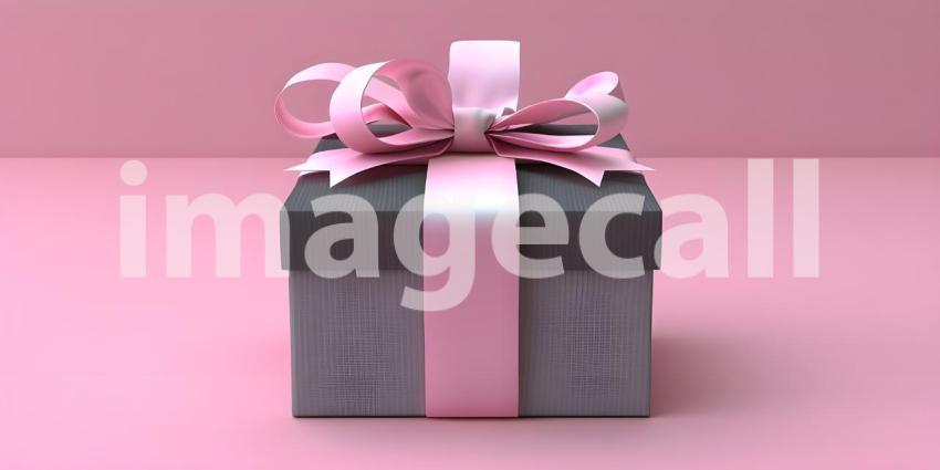Festive Gift Box with Red Ribbon and Bow: Elegant and Neatly Wrapped Present Against a Solid Red Background