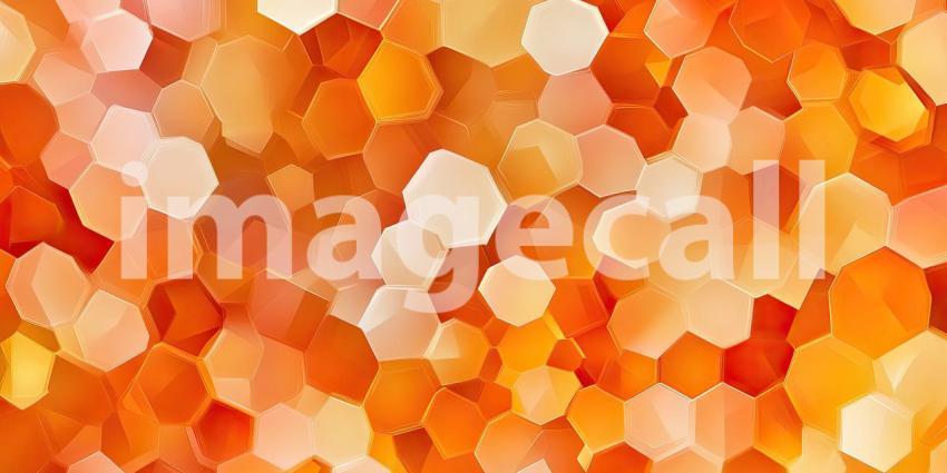 Warm Hexagonal Pattern: Tessellated Mosaic of Hexagons in Shades of Orange, Yellow, and White, Creating a Vibrant and Geometric Design