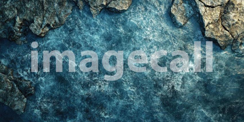 Serene Coastal Paradise: Clear Turquoise Water, Rocky Cliffs, and Sandy Beach with Lush Green Vegetation