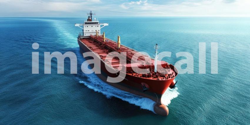 Cargo Ship on Calm Ocean: Vessel Loaded with Colorful Shipping Containers Moving Forward on a Sunny Day, Highlighting Global Trade and Maritime Transport