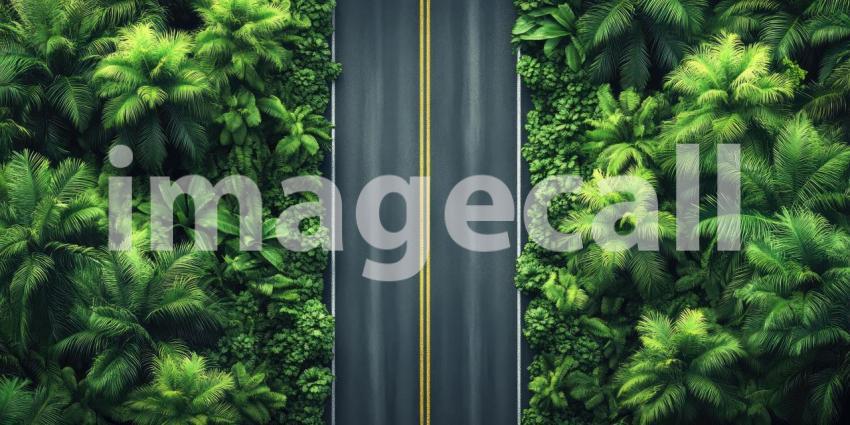 A Verdant Tapestry: Where Asphalt Meets Eden, Nature's Serpentine Path Through a Lush, Tropical Paradise