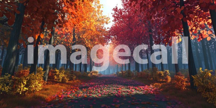 A Golden Tapestry of Autumn, A Path Through a Vibrant Forest