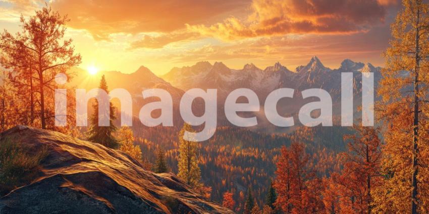 A Golden Hour Panorama, Nature's Canvas Painted in Autumn Hues