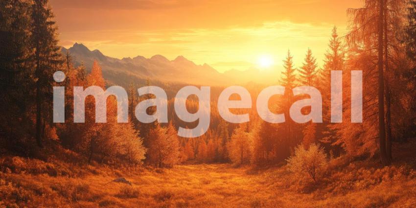 A Golden Hour Panorama, Nature's Canvas Painted in Autumn Hues