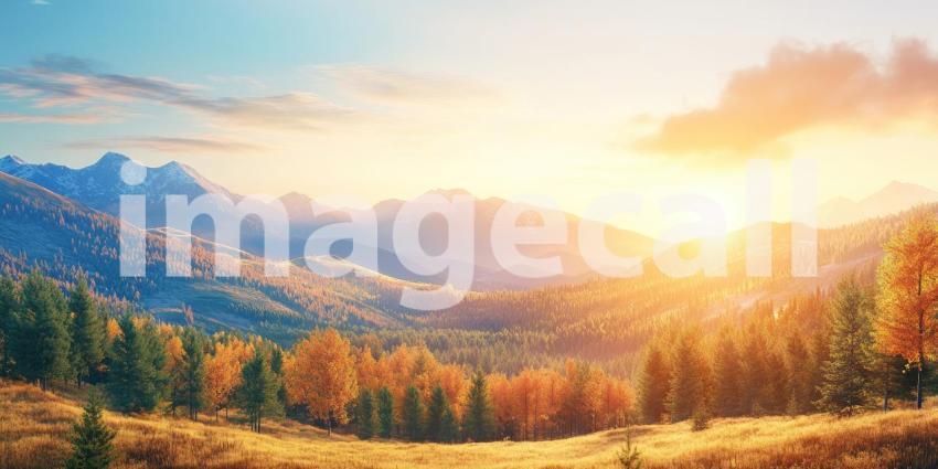 A Fiery Sunset Over Misty Mountains, Nature's Canvas Aflame