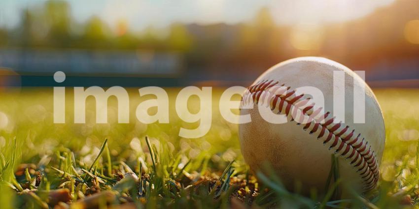 A majestic baseball stadium basks in the sunlight, ready for the roar of the crowd