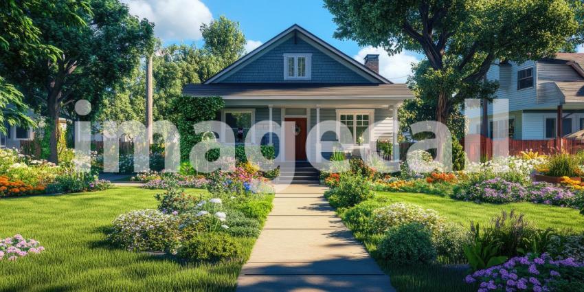 A charming cottage nestled amidst a vibrant garden awaits