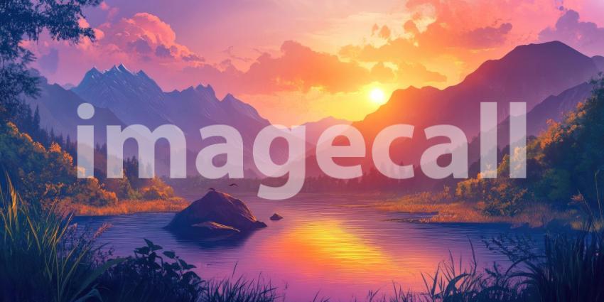 A sun-drenched mountain vista, where nature's beauty unfolds in all its glory