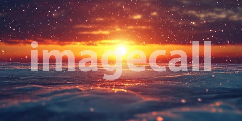 A breathtaking sunrise paints the sky in hues of pink and purple, casting a magical glow over the snow-capped mountains