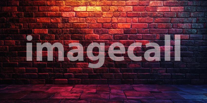 A vibrant symphony of colors illuminates the textured brick wall