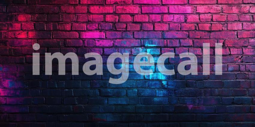 A vibrant symphony of colors illuminates the textured brick wall