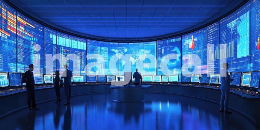 Data Analysis in Action: Person at Desk with Multiple Computer Monitors Displaying Various Data Visualizations