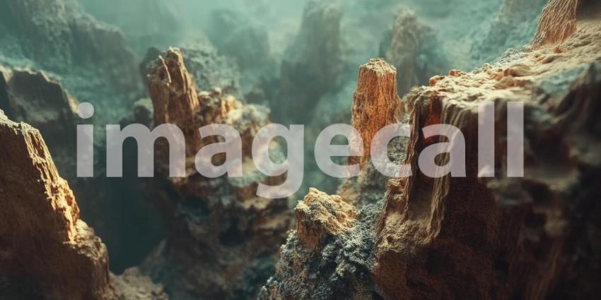 A hidden valley, nestled amidst towering rock formations