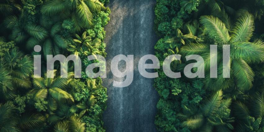 A Verdant Tapestry: Where Asphalt Meets Eden, Nature's Serpentine Path Through a Lush, Tropical Paradise
