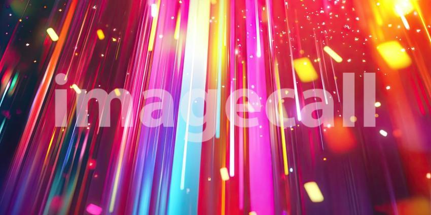 A symphony of vibrant light, a dazzling cascade of neon hues, explodes across the canvas, each streak a vibrant burst of energy