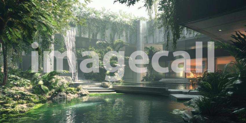 Biomorphic Sanctuary - A futuristic residence seamlessly blends with its natural surroundings