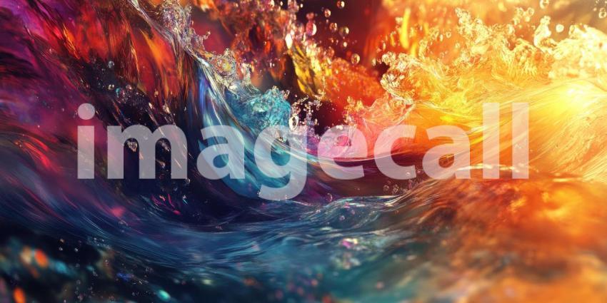 A mesmerizing dreamscape unfolds, where waves of vibrant color, ranging from fiery rose to tranquil azure, ripple and undulate