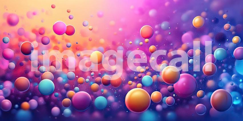 A kaleidoscopic explosion of vibrant orbs, ranging from deep magenta to shimmering turquoise, creates a mesmerizing visual symphony