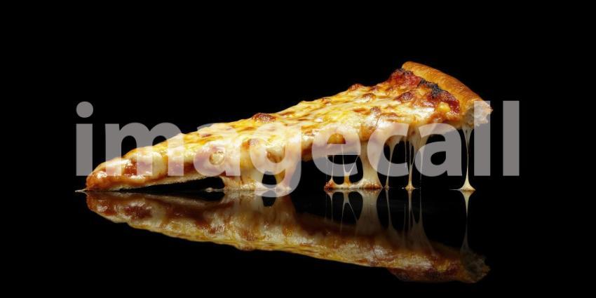 Cheesy Pizza Perfection - A close-up of a perfectly cooked pizza slice with gooey, melted cheese dripping down, inviting you to take a bite and savor every cheesy morsel