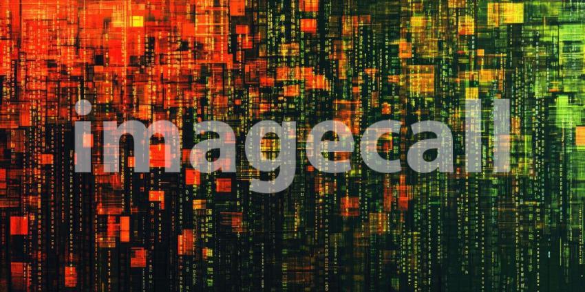 A mesmerizing digital metropolis unfolds, where towering skyscrapers are woven from cascading lines of emerald green code