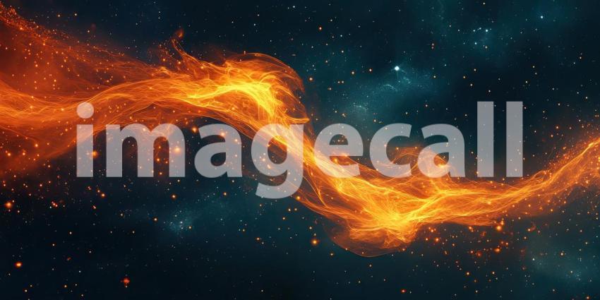 A fiery torrent of energy erupts across the vast expanse of space, illuminating distant stars and nebulae in a breathtaking display of cosmic power