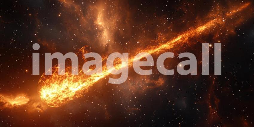 A fiery torrent of energy erupts across the vast expanse of space, illuminating distant stars and nebulae in a breathtaking display of cosmic power