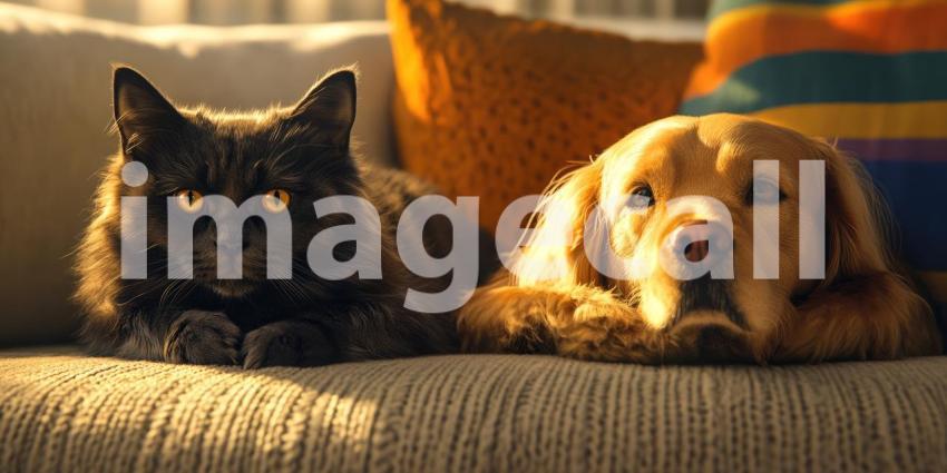 An unlikely friendship blossoms between a curious cat and a loyal golden retriever
