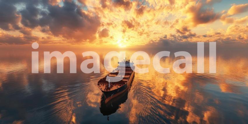 A majestic cargo ship sails through a sea of clouds, carrying dreams across the ocean