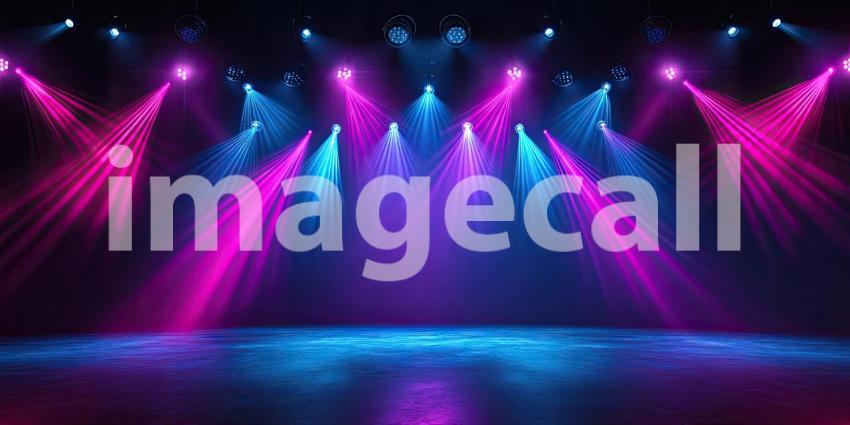 A dazzling array of colored lights illuminates a concert stage, creating an atmosphere of excitement and anticipation for the performance to come