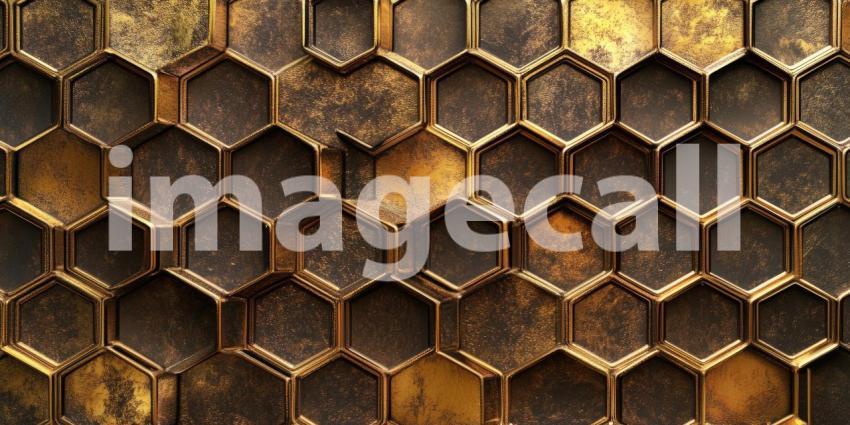 A Tapestry of Time: A weathered hexagonal pattern, where gold gleams through the cracks of time